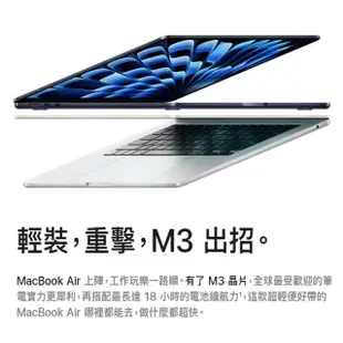 【Apple】MacBook Air 15.3吋 M3 晶片 8核心CPU 與 10核心GPU 8G/256G SSD