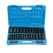Grey Pneumatic 1512DM 1/2" Drive Deep Length Impact Socket Set 30 Pieces