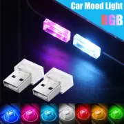 2x Mini RGB USB LED Lamp Car Interior Light Neon Atmosphere Ambient Accessories