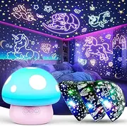 Night Light Kids Gift Girl 3 4 5 6 7 8 9 Years Child Mushroom Unicorn Toy Kids 2-9 Years Boy Girl Night Light Baby Star Projection Unicorn Gift Child 2-10 Years Girl