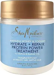 SheaMoisture Hair Mask - Manuka Honey & Yogurt, Hydrate + Repair Protein Power Treatment, Hair Treatment for Dry, Damaged Hair Care with Organic Shea Butter & Castor Oil for Hair, 8 Oz