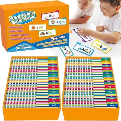 30 Read and Rhyme Books Word Families Flash Cards Educational Reading Games