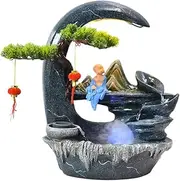 Tabletop Water Fountain Rocky Mountain Flowing Water Fountain Living Room High Mountain Circulating Water Humidifier Office Front Desk Desktop Decoration Office Relaxation Meditation Fountain (Color