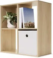 4 Cube Unit Oak Shelf Board Books Storage