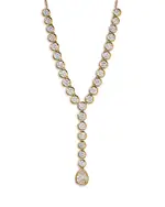 Nadri Cubic Zirconia Bezel Lariat Necklace in 18K Gold Plated, 16-18