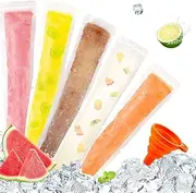 FEBSNOW 200 Disposable Ice Popsicle Bags BPA Free Freezer Tubes With Zip Seals For Snacks,Yogurt Sticks,Juice & Fruit Smoothies,Ice Candy Pops Comes With A Funnel (7.5"x2") (200, Transparent, 7.5"x2")