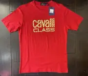 Cavalli Class Red T-Shirt Men's Small Graphic Logo Tee Tiger Brand New Free Ship