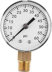 TEHAUX 0-60 Psi Vacuum Pressure Gauge Durable Suitable for Water Air Oil Gas Mini Portable