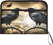 YMXFXP Expandable Filing Folder Crow Gothic Brown, 13-Pocket Funny Cute Design with Sticky Labels, A4 Letter Size Document Organizer for Office, School, Boys, Girls