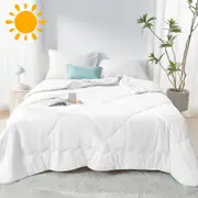 LINENOVA Silky Soft Comforter/Blanket- Breathable,Lightweight Bedding for All Seasons(Double Size,White)