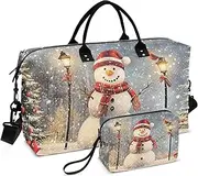 [ZRYSMY] Duffel Bag for Traveling, Christmas Snowman Bird Travel Bag Gym Bag, with Multiple Interior Pockets Shoulder Weekender Bag for Women Men with Toiletry Bag 20.5L x 1.9W x 13.8H, Multi-Colored