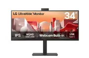 LG 34' UltraWide webcam WQHD (3440x1440) Curved IPS display with Built-in FHD webcam, USB Type-C (PD 90w) RJ 45, 2 x speakers Monitor 34BA85QE-B