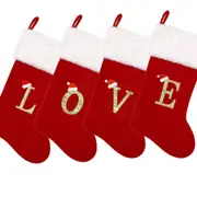 4 Pack Alphabet Letters Christmas Stocking Nordic Letter Print Xmas Stockings