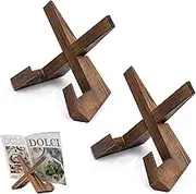LxcshLjx 2Pcs Handmade Wooden Cookbook Holder, Cook Book Stand for Kitchen Counter, Picture Frame Stand, Recipe Book Holder, Plate Stand for Book, Craft Objects, Table Top Decorative Easels Display
