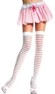 sexy MUSIC LEGS horizontal STRIPES opaque SHEER thigh HIGHS stockings PANTYHOSE