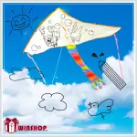 DIY彩繪空白風箏 附50米線 彩繪風箏材料包 DIY彩繪風箏 勞作用品 A1701