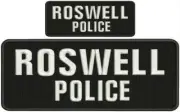 Roswell Police embroidery patch 4x10 and 2x5 hook white letters