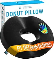 ERGONOMIC INNOVATIONS DONUT TAILBONE CUSHION Hemorrhoid Pillow - Medical Seat Pain Relief Treatment for Hemorrhoids Bed Sores Prostate Coccyx Sciatica Pregnancy Post Natal Orthopedic Surgery - Sitting Firmness MEDIUM