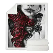 Entrap Dark Red Roses Gothic Girl Throw Blanket