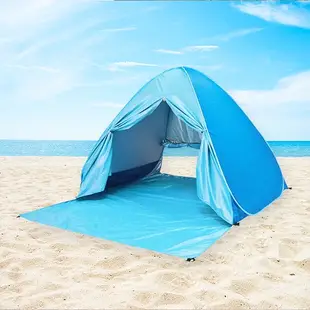 泰博思 素色 帶窗款 全自動帳篷 沙灘帳 秒開帳篷 免搭建 野餐 露營 贈地釘【B00056】