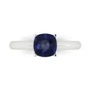 1.5 ct Cushion Cut Sapphire Gemstone Solitaire Ring White Gold, Anniversary Gift