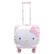 Hello Kitty 20" Carry On Hard Shell Cat Suitcase Luggage Pink White 4 Wheels