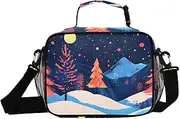 Insulated Lunch Box Landscape Winter Tree for Women Men - Ideal for Work, Picnics - Includes Adjustable Shoulder Strap