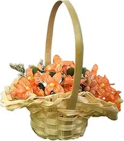 Small Flower Girl Basket,Floral Arrangement Basket with Handle - Portable Miniature Woven Decor For Wedding Easter Garden Flower Girl