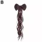 Bowknot Hair Wave Horsetail Wig Half Horsetail Wig Natural Women' Messy Wig C <!