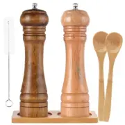 2 Pack Salt and Pepper Grinder Set with Wooden Tray for Peppercorn Salt Spices