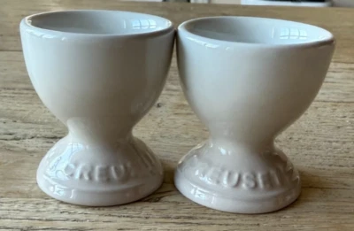 Le Creuset Stoneware Set of 2 Footed Egg Cups Meringue NEW
