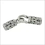 Oxidized Sterling Silver Hook & Eye Necklace Cord End F/ 2mm Leather Cord #51904