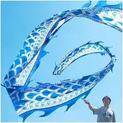 Dragon Dance Silk Dragon Dance Ribbon Outdoor Fitness Flowing Streamer Dragon Poi for Exercise/Weight Loss/Playing, Beginners Parent-Child Game (Color : Blue, Size : 10M)