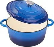 Fijinhom 6 Quart Enameled Cast Iron Dutch Oven Pot with Lid, Dual Handle for Bread Baking, Pre-Seasoned Cookware, Heavy-Duty, Oven Safe up to 500° F, Non-stick & Applicable All Cookings, Blue