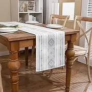 Tosleo Boho Table Runner Gray Stripe Table Runner for Modern Farmhouse Decor Geometry Woven Runner for Home Dining Table décor Weddings Holiday 12 x 108 Inch Long, Grey