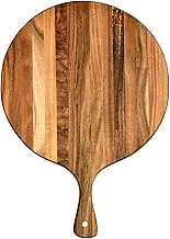 Wood Chopping Boards for Kitchen Wooden Cutting Board with Handle Round Charcuterie Cheese Boards Large Bamboo Chopping Board Pizza Meat Bread Serving Board Butcher Block Grazing Carving Board