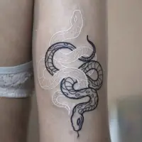 在飛比找蝦皮購物優惠-新工藝白色黑白蛇紋身貼 蛇 黑白線條蟒蛇手臂暗黑紋身貼 紋身