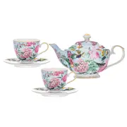 5pc Ashdene Romantic Garden Teapot w/ Lid/Handle & Tea Cup Set New Bone China