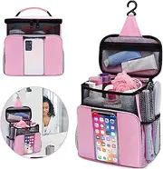 ZJSTRO Portable Shower Caddy College Dorm Room Essentials Tote Bag for Bathroom, Gym, Travel, Shower Bag Mesh Shower Caddy Portable Camping Quick Dry Hanging Shower Organiser Basket Toiletry Bag, Pink