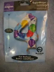 SuperShape Foil #4 Anagram Balloons Jumbo Party Balloon NEW in PACKAGE 36 inches