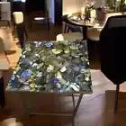 Square Labradorite Stone Coffee Table - Unique Handmade Gemstone Luxury Furnitur