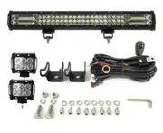 Elinz 23" LED Light Bar 3 Rows bundle 2x 18W 4 inch Driving Worklight