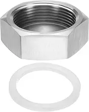 uxcell 1pcs Hex End Cap 304 Stainless Steel Nut with Washer, PT 1-1/2" Female Thread Pipe Fitting, Gas Line Water Line Stop Valve Cap Tubing Ends for Plumbing Fittings, Silver Tone