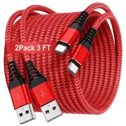 USB C Type C Cable 3 FT,Nylon Braided Fast Charging 3A Quick Charger Cord,USB A
