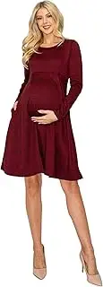 [My Bump] Women's Casual Comfortable Maternity Pregnancy Long Dress W/Side Pocket (Made in USA)