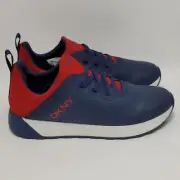 Dkny Jay Jace Boys Faux Leather Lace Up Casual Fashion Sneakers Navy Red Size 3