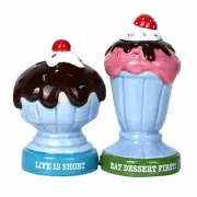Pacific Giftware Ice Cream Dessert Sundae Ceramic Magnetic Salt and Pepper