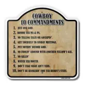 Cowboy 10 Commandments 18" X 18" Heavy-Gauge Aluminum Architectural Sign