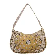 Lady Small Underarm Shoulder Bag Ethnic Style Women Flower Print Handbag Totes Fashion Exquisite Shopping Bag