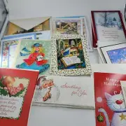 Assorted Vintage Christmas Card w/ Envelopes Religious Rabbits Santa ~ Box of 40
